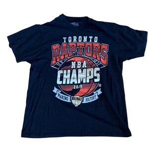 Toronto Raptors Shirt NBA Champs 2019 Short Sleeve Lg Black 100% Cotton Licensed